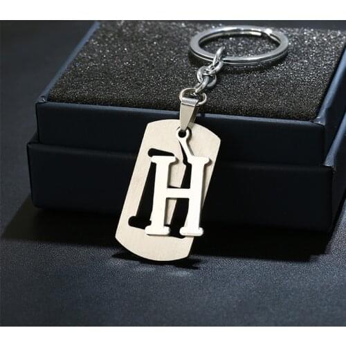 Fashion Stainless Steel 26 Letters Keychain Charms Bag English A-Z Alphabet Car Key Chain Women Men Key Rings Best Friends Gift