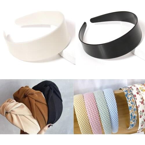 5pcs Wide-brimmed Hairbands White Black Width 3.8/4.8cm Headbands Flat Bezel for DIY Jewelry Making Accessories Base Setting