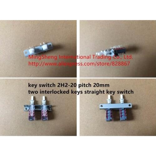Original new 100% import key switch 2H2-20 pitch 20mm two interlocked keys straight key switch