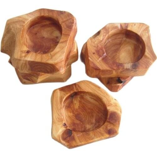 Solid Wood Ashtray Creative Irregular Round Desktop Ashtray About 12cm 15cm Diameter
