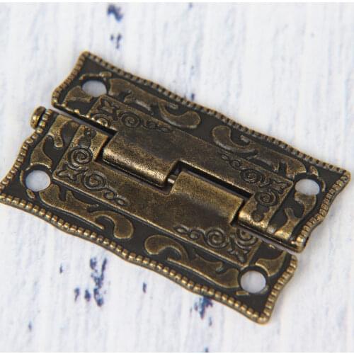 Practical Antique Bronze Cabinet Door Drawer Hinges Jewelry 4 Pcs Wooden Box Decoration Accessories For Furniture Hardware