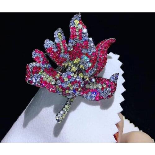 Plant 925 sterling silver with cubic zircon maple leaf brooch fine women jewelry free shipping high quality