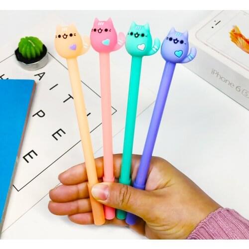 4 pcs/lot cute Love Cat Gel ink Pen Kawaii Neutral Pens For School Girls Gift Writing Office Supplies Stationery