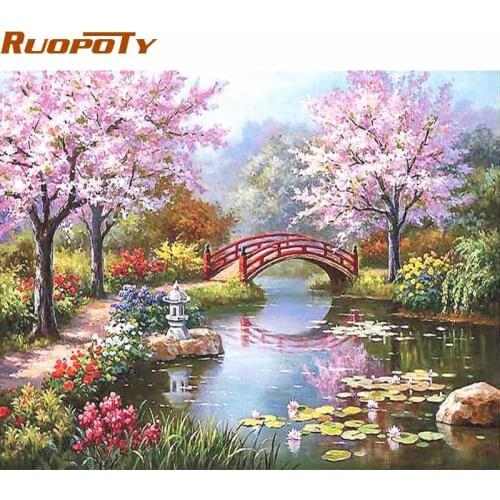 RUOPOTY Frame DIY Painting By Numbers Kits Coloring Paint On Canvas Hand painted Oil Painting Home Decor For 40*50cm Fairyland