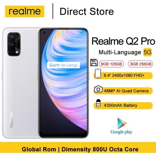 Realme Q2 Pro 5G Smartphones 6.4 inchs FHD+ Dimensity 800U Octa Core 48MP AI Quad Camera 4300mAh 65W Fast Charger Cell phone