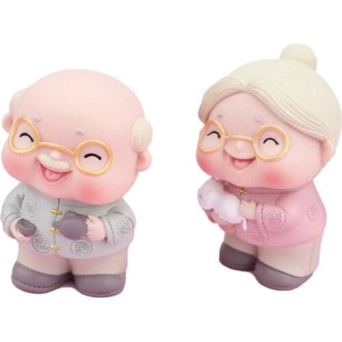 Creative and Lovely Old Man and Old Woman Baking Cake Ornament Loving Couple Birthday Cake Ornament Wedding Gift