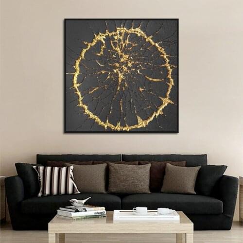 Home Decoration Wall Painting Atmosphere Simple Ink Gold Crackle Picture Canvas Oil Painting Watercolor Art Painting Frameless