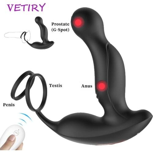 VETIRY Vibrator Prostate Massager For Men Remote Control Anal Plug Adults Sex Toys Vibrating Penis Ring Male Prostata Stimulator