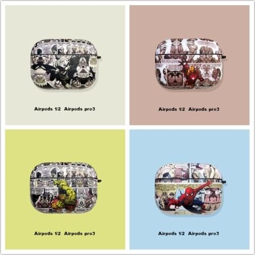 Funny Spiderman Marval Headset Earphone Wireless Case For Apple Airpods Pro 1 2 3 Hulk Iron Man Protective Cover