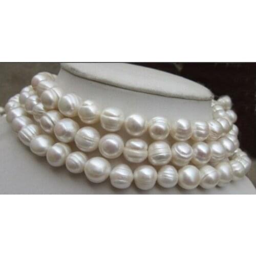 Natural Huge 10-11mm White south sea Baroque Pearl Necklace 50"