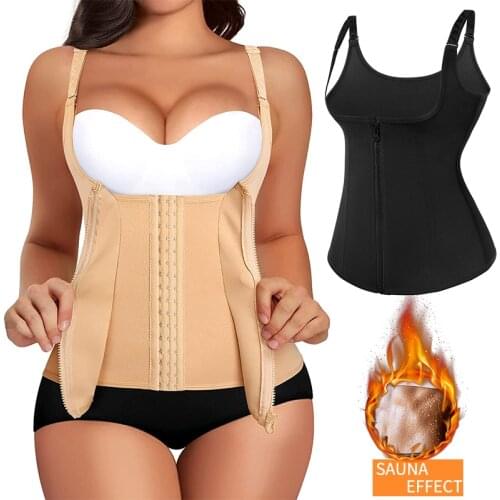 Women Waist Trainer Vest Slim Corset Neoprene Sauna Tank Top Zipper Weight Loss Body Shaper Shirt Waist Cincher Tummy Control
