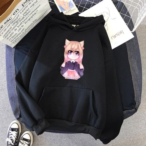 Winter Gacha life Hoodies print girl student Streetwear Warm loose casual hip hop Harajuku CARTOON basic Hooded CUTE Sweatshirt