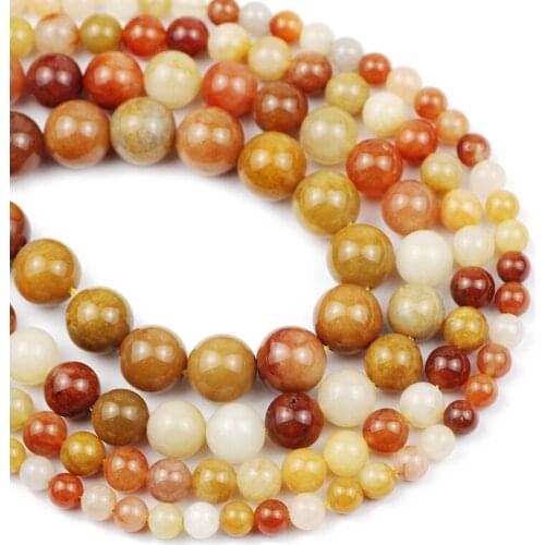 Golden Finch Stone Beads 6 8 10 12mm Smooth Charm Round Loose Ball For Trendy Jewelry Making DIY Bracelet Accessories Wholesale