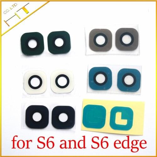 10 pcs/lot Glass material Back Main Camera Ring Cover Lens with sticker for samsung galaxy S6 G920 and S6 edge G925 / 5 color