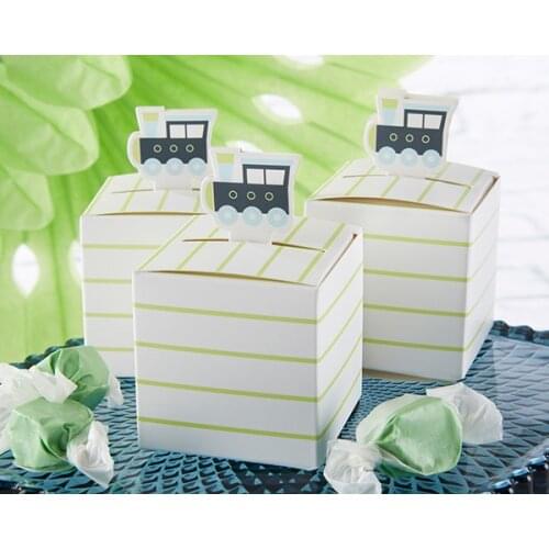 100 Pieces/lot) Adorable Baby souvenirs candy box of Precious Cargo Train Baby Favor Box for baby shower Party gift box