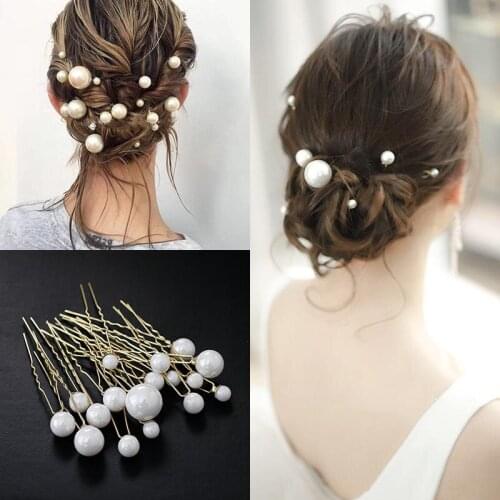 18Pcs/Set Women U-shaped Pin Metal Barrette Clip Hairpins Simulated Pearl Bridal Tiara Hair Accessories Hairstyle Design Tools