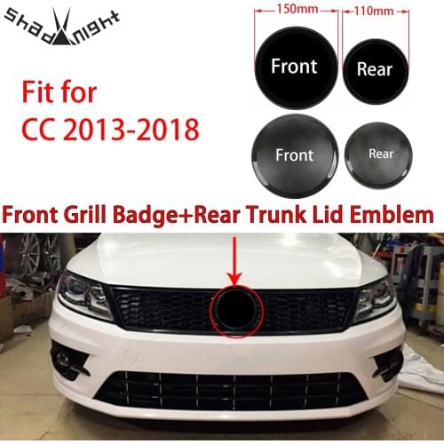 2PC Gloss Black 150mm Front Grill Badge + 110mm Rear Trunk Lid Emblem Car Logo Fit for CC 2013-2018