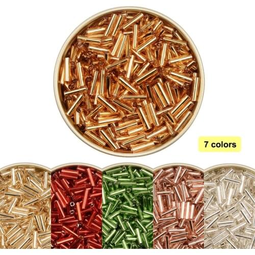 2x6mm Silver lined Tube Beads Metallic Color Glass Beads Handmade Jewelry DIY Decorative Crafts