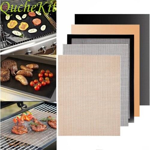 3pcs Non-stick BBQ Gril Mats High Security Grid Shape BBQ Mat PTFE Cooking Grilling Sheet Liner Barbecue Grilling Mats Outdoor