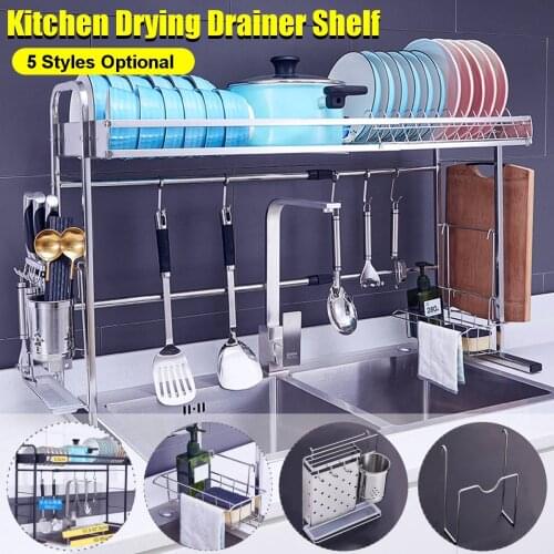 60-90cm Stainless Steel Kitchen Shelf Over The Sink Dish Drying Rack Holder Draining Storage Countertop Organizer ONLY RACk