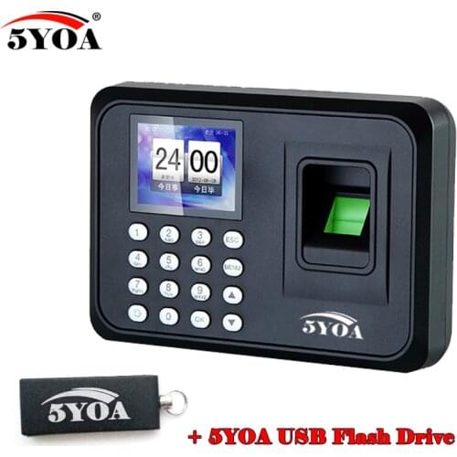 A01FY + usb flash drive biometric fingerprint punch time clock English Portuguese office attendance recorder machine reader