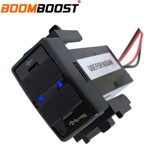 Hot 12V 2.1A ABS Dual USB Car Charger Socket Dashboard Phone Charger Interface Socket Car Charger Use for NISSAN