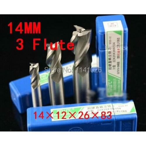 Free Shipping 2pcs 14mm three 3 Flute HSS & Aluminium End Mill Cutter CNC Bit (China (Mainland))