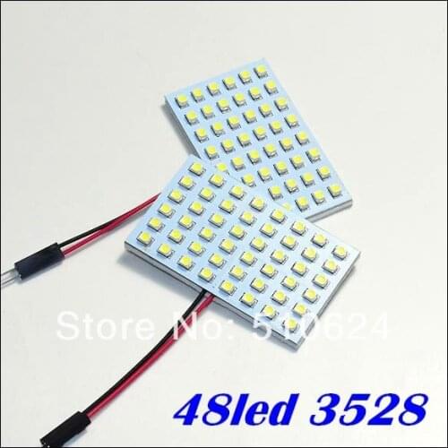 Free shipping car led panel light 48SMD 3528 1210 LED reading led dome light Car interior light with 2 Defferent Adapters