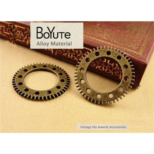BoYuTe (50 Pieces/Lot) 25MM Wholesale Accessories Parts Antique Bronze Plated Metal Diy Gear Pendants for Jewelry Making