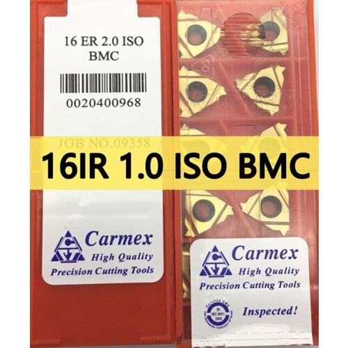 16IR 1.0 ISO BMC 10pcs/set Carmex CNC Internal thread Carbide insert Processing steel Free shipping