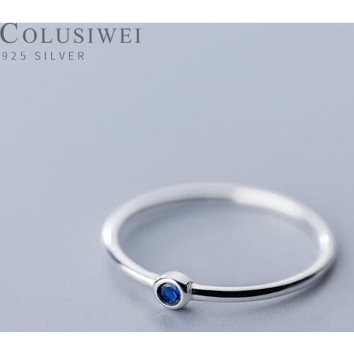 Colusiwei Sterling Silver 925 Jewelry Blue CZ Slim Finger Open Rings for Women Girl Cute Accessories Fashion Jewelry Bijoux