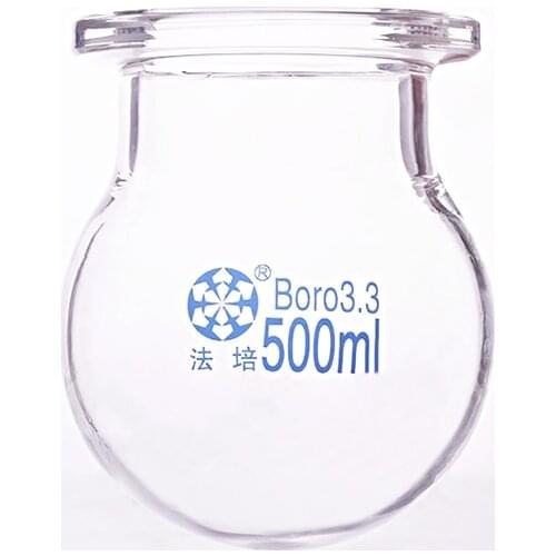Single-layer spherical round bottom open reactor bottle,Capacity 500ml,100mm flange outer diameter,Reaction flask