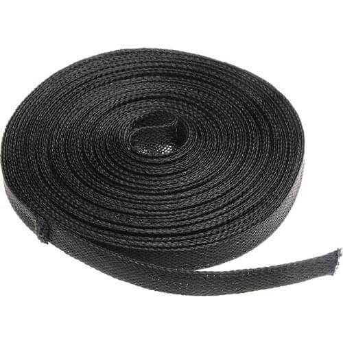 12mm 10M Black Nylon PET High Density Insulation Braided Cable Sleeve Wire Gland Cables Protection