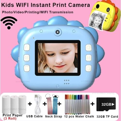 Kids WIFI Instant Digital Print Camera With Thermal Photo Paper Toys Camera 1080P 2.4 inch For Christmas Birthday Gift Girl Boy