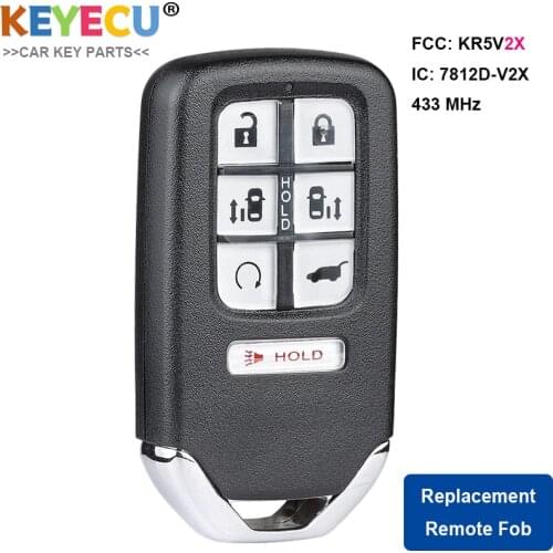 KEYECU Smart Remote Control Car Key for Honda Odyssey 2018 2019, Fob 7 Buttons - 433MHz - FCC ID: KR5V2X - P/N: 72147-THR-A31/21