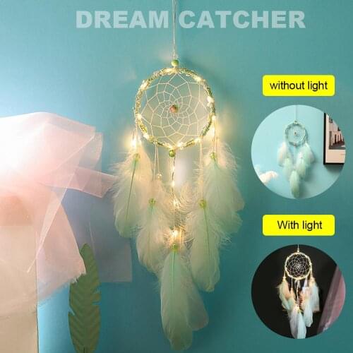 Wakan Tanka Handmade Dream Catcher Gifts with LED Light Dreamcatcher Pendant Creative Hollow Wind Chimes Wall Hanging Home Decor