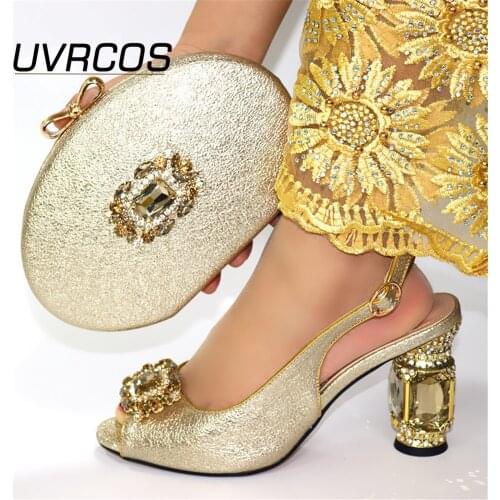 Fashion Designer Shoes Women Luxury 2021 Italian Shoes with Matching Bags Set Nigerian Shoes and Matching Bags Metal Decoration