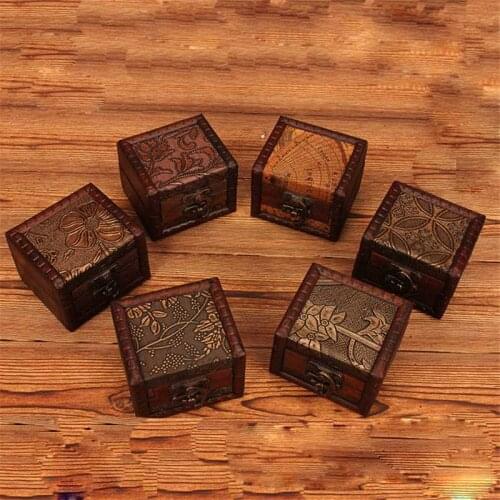 Trendy Jewelry Box Vintage Lock Necklace Bracelet Small Wooden Case Holder Gift Jewelry Storage