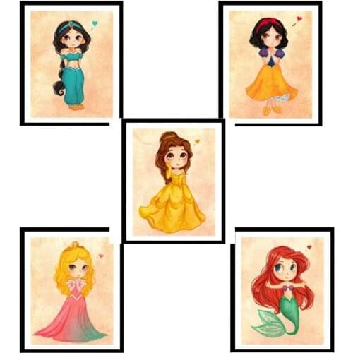 Square Diamond Painting Kit Small Disney Princess Infanta Ranee Begum Ranihandmake Sticker Square Rhinestone Diamond Embroidery