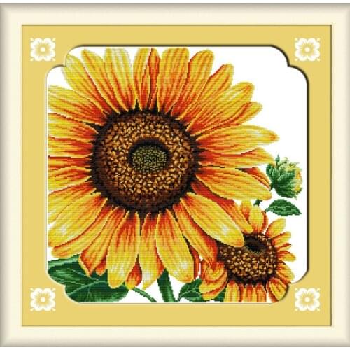 Sunflower cross stitch kit flower 18ct 14ct 11ct count printed canvas stitching embroidery DIY handmade needlework