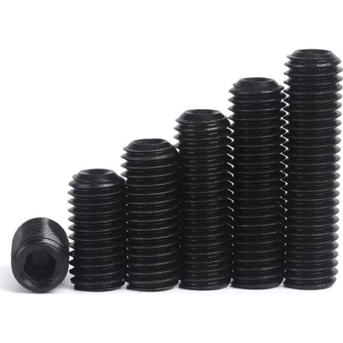 100pcs Set Screw M3 M4 M5 M6 Hexagon Socket Hex Socket Set Screws Grub Point Screw 12.9 Grade Black L=5-20mm 16mm 10mm 8mm