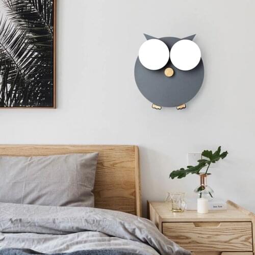 Nordic Owl Wall Lamps Modern Cartoon Childrens Room Led Wall Sconce Light Cute Home Decoration Bedroom Bedside Light Fixtures