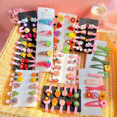 New Baby Girls Cartoon Hairpin For Women Children Rainbow Hair Clip Kids Flower Candy Fruit Barrette Hair Accessories Gifts