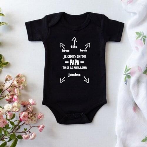 Papa Tu Es Le Meilleur Baby Bodysuit Cute Summer Baby Romper Body Baby Boys Girls Clothes Outfits Cotton Baby Wear Dads Gift