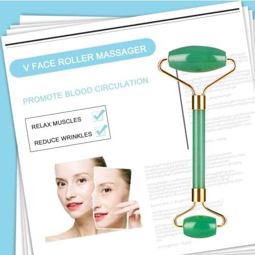 Roller Double Heads Green Natural Jade Stone Face Massager & Guasha Board Body Skin Relaxation Slimming Beauty Thin Lift