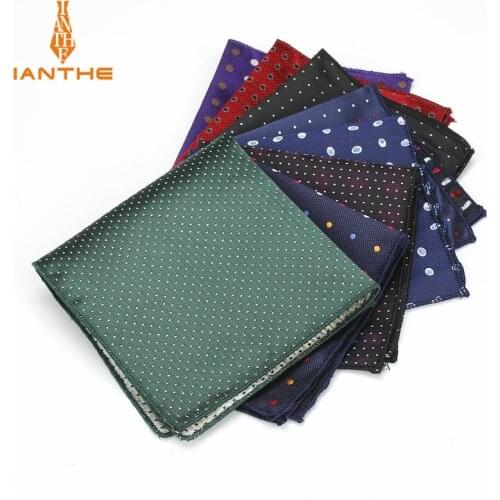Luxury Mens Handkerchief Polka Dot Floral Wowen Jacquard Hankies Polyester Hanky Business Pocket Square Chest Towel 23*23CM