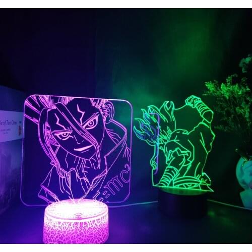 Senku Ishigami Figurine LED Sensor Lamp Anime Dr.STONE Light Cool Otaku Home Decoration Holiday Atmosphere Lighting Art Deco