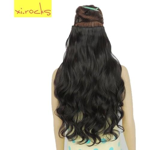 Wjj12070/4A 2Piece Xi.Rocks 5 Clip in Hair Extension Synthetic Hair Clips Extensions Curly Hairpin Hairpiece Black Brown wigs