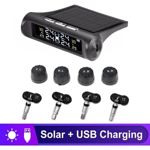 OLPAY Car Safety Tire Pressure Alarm System Solar Power Digital Display Smart Car TPMS Tire Pressure Monitoring System Warning