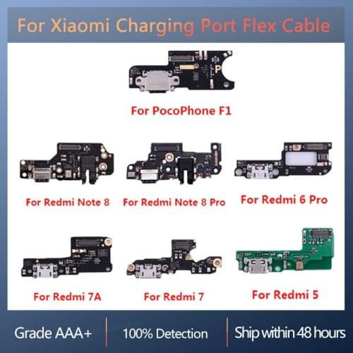 Charging Port PCB Board For Xiaomi Pocophone F1 Redmi Note 8 8 Pro 6 Pro 7A 7 5 Charging Port Flex Cable Ribbon Replacement USB